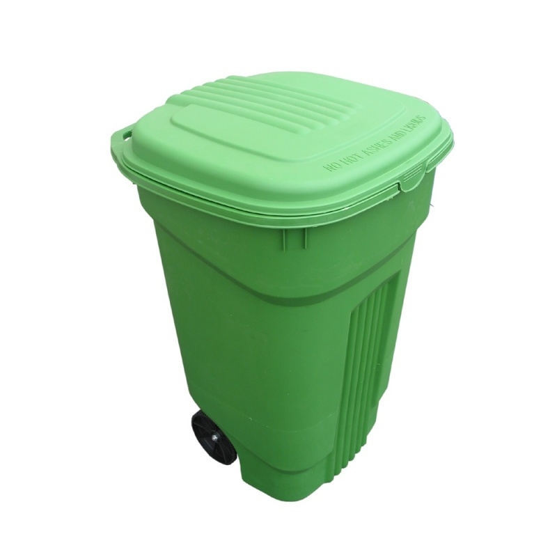 Duży pojemnik na odpady z tworzywa sztucznego z pokrywą, poj. 130l, zielony