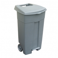 Duży pojemnik na odpady z pokrywą otwierany przyciskiem pedałowym, poj. 120l, szary