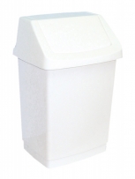 Kosz na odpady z uchylną pokrywą z tworzywa sztucznego o poj. 25l, kolor biały